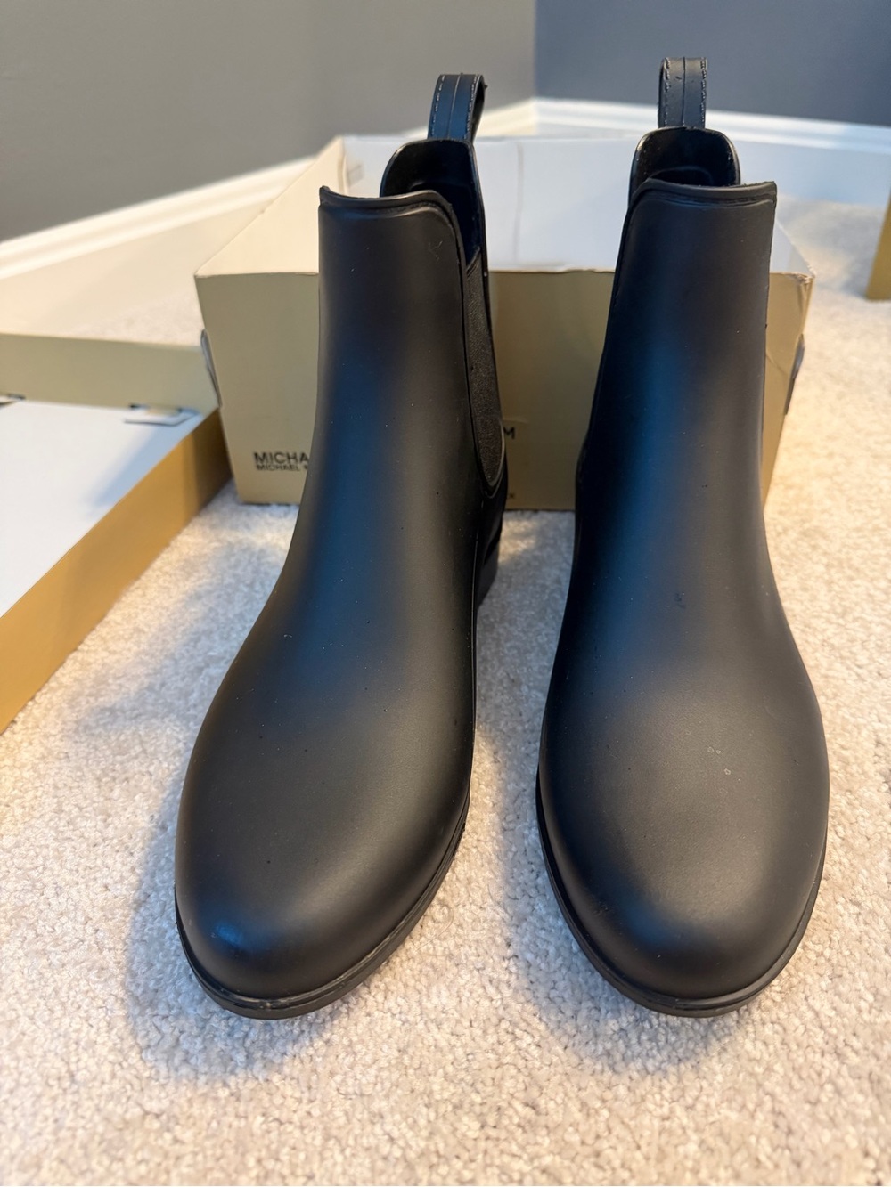 Michael Kors Matte Black Chelsea Ankle Rain Booties